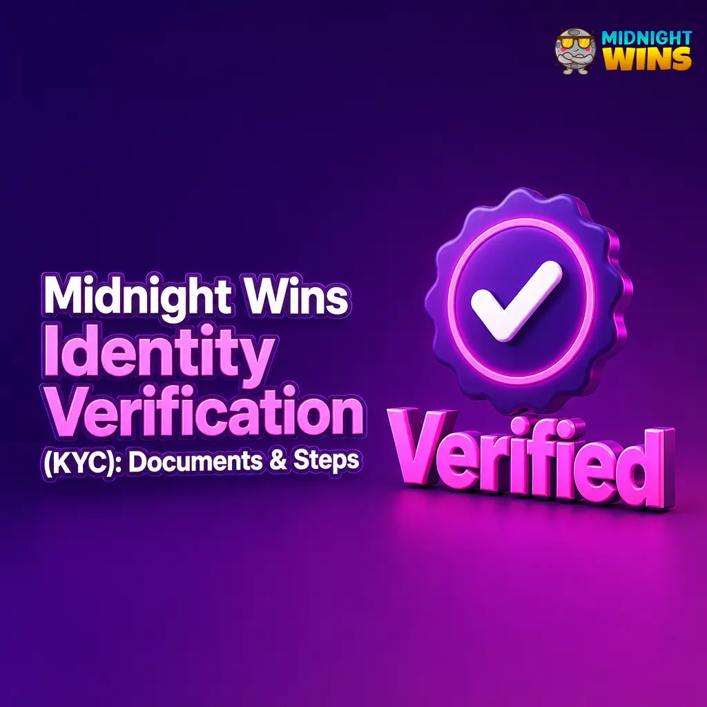 Midnight Wins KYC verification: passport, driving licence, utility bill, and payment proof needed to confirm identity and unlock withdrawals.
